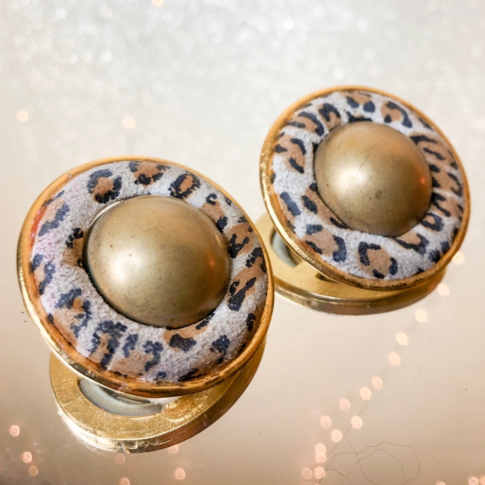 Vintage Leopard & Gold Statement Earrings